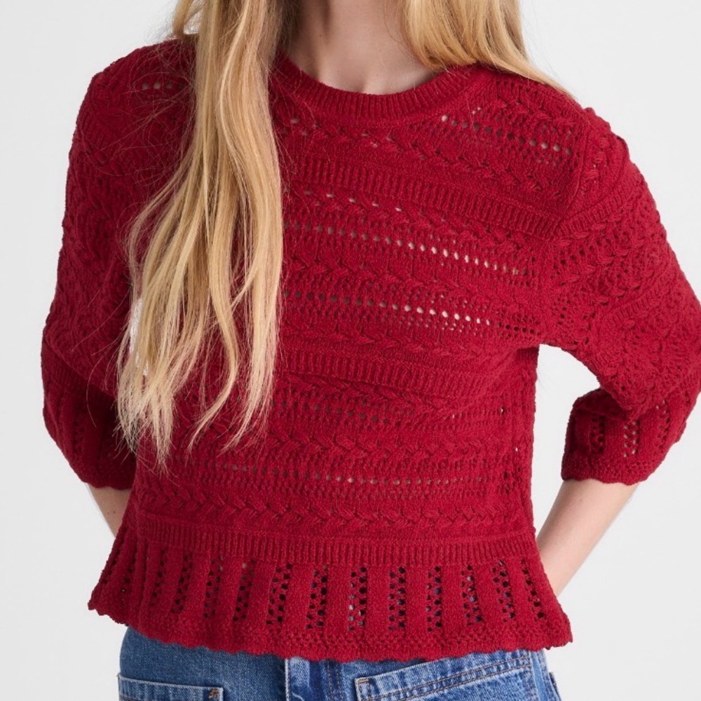 Madewell Red Knit Peplum Sweater